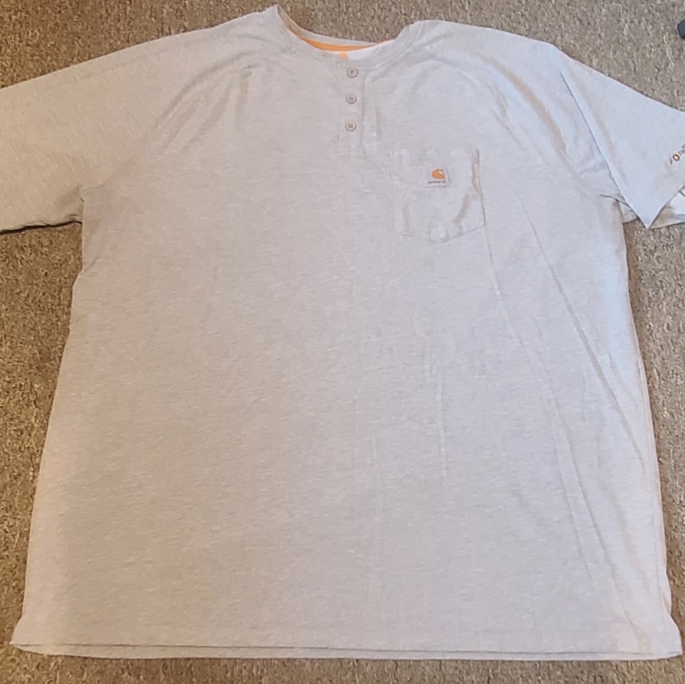 Carhartt Force Men's Gray Henley Shirt 3 Buttons Size 4XL